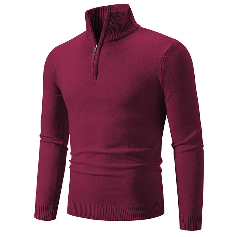 2023 Men's Plus Size Fleece Zip Mock Neck Sweater My Store
