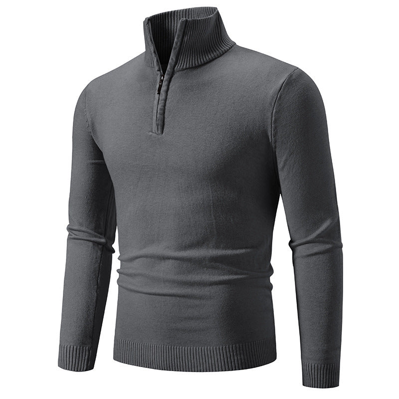 2023 Men's Plus Size Fleece Zip Mock Neck Sweater My Store